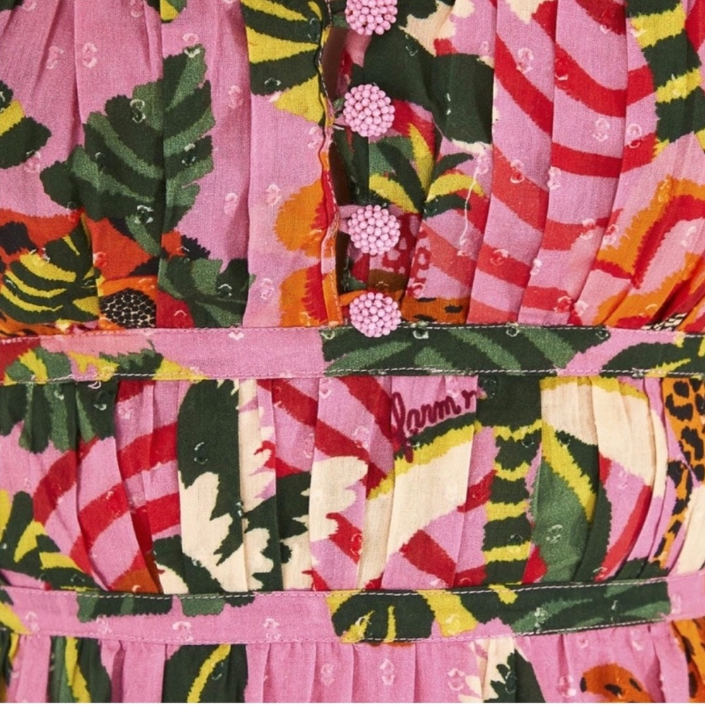 Farm Rio Pink Floral Pleated Dress